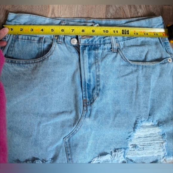 Fashion Nova Light Blue Denim Distressed Maxi Skirt - Picture 7 of 9